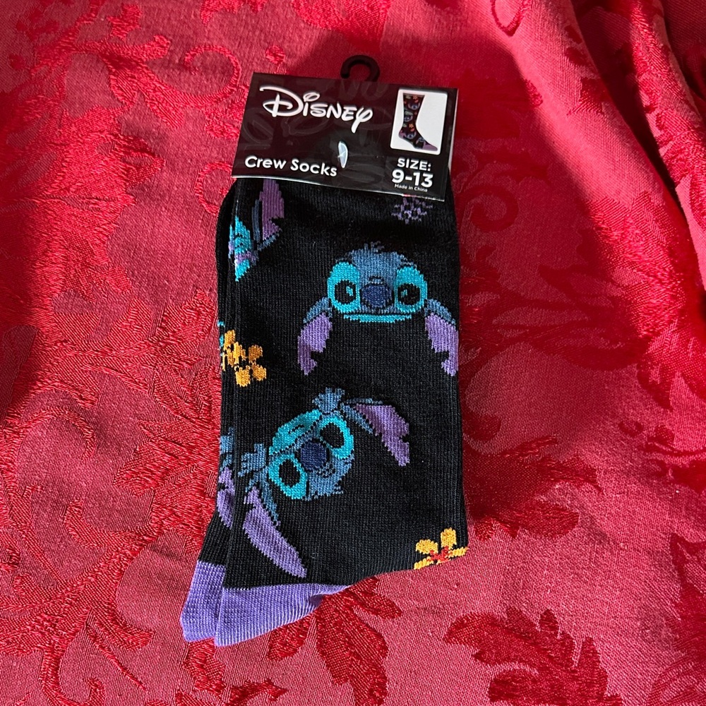 🌵 3/$15 Disney Black and Purple Stitch Crew Socks (see description)